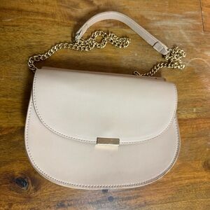 Nude Crossbody Bag with Gold Chain Strap
